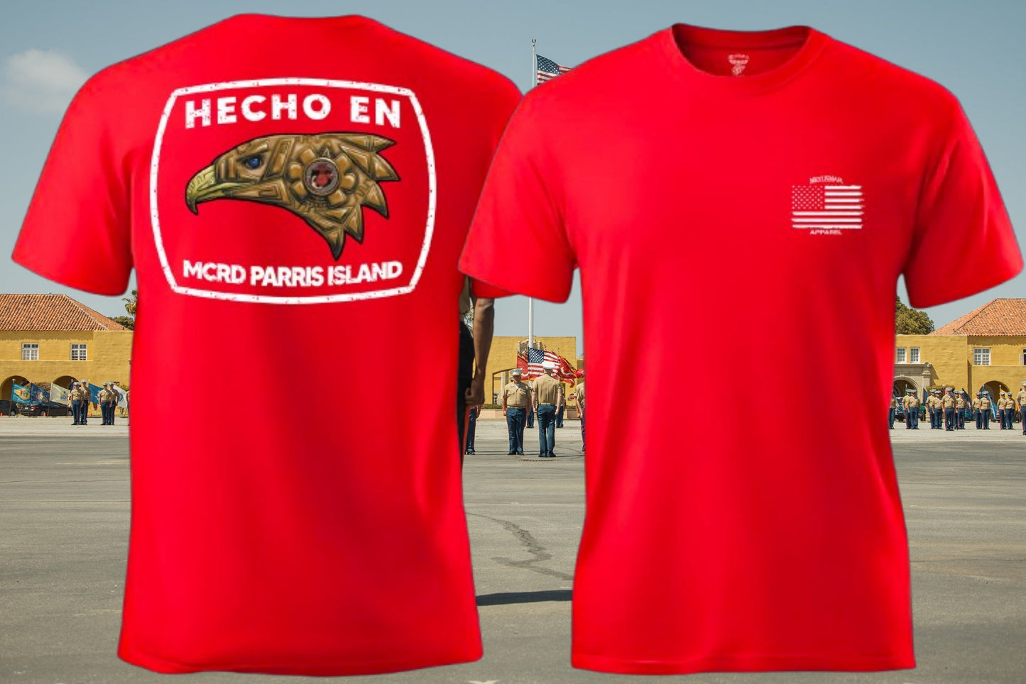 Camiseta Hecho en MCRD San Diego/Parris Island de MEXUSMAR Apparel