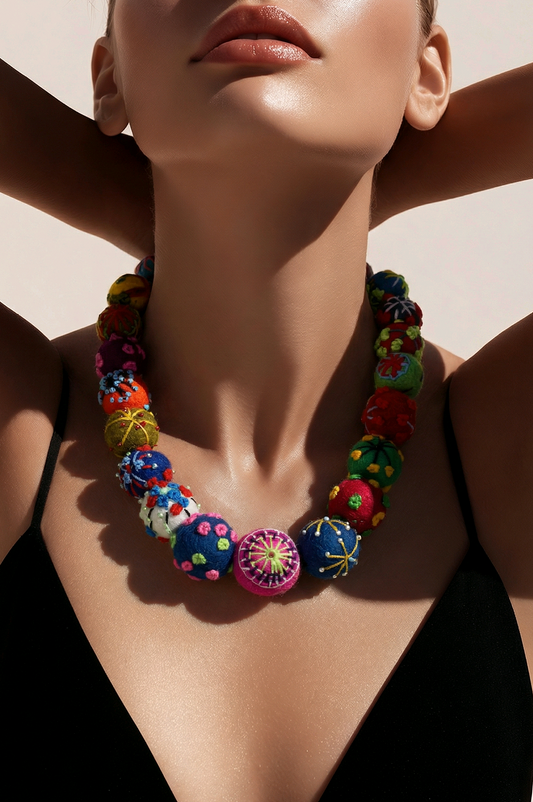Multi Color Mesh Ball Necklace