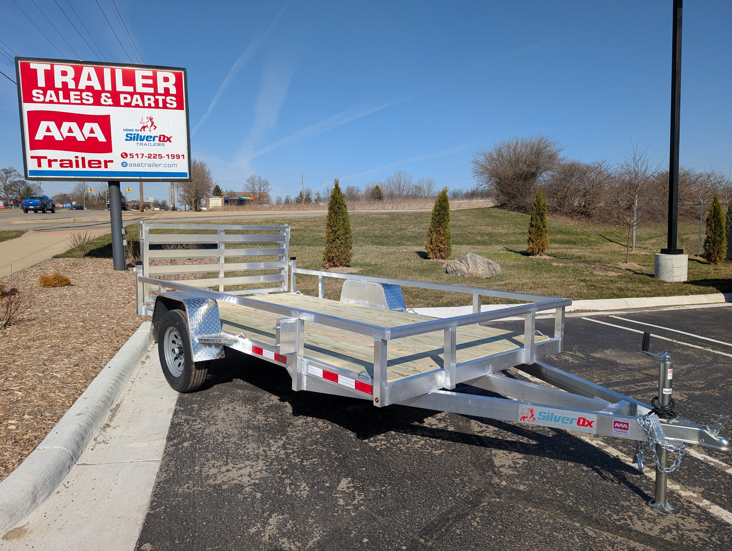 Silver Ox 6x12 Single Axle Aluminum Utility Trailer with Bi Fold Gate