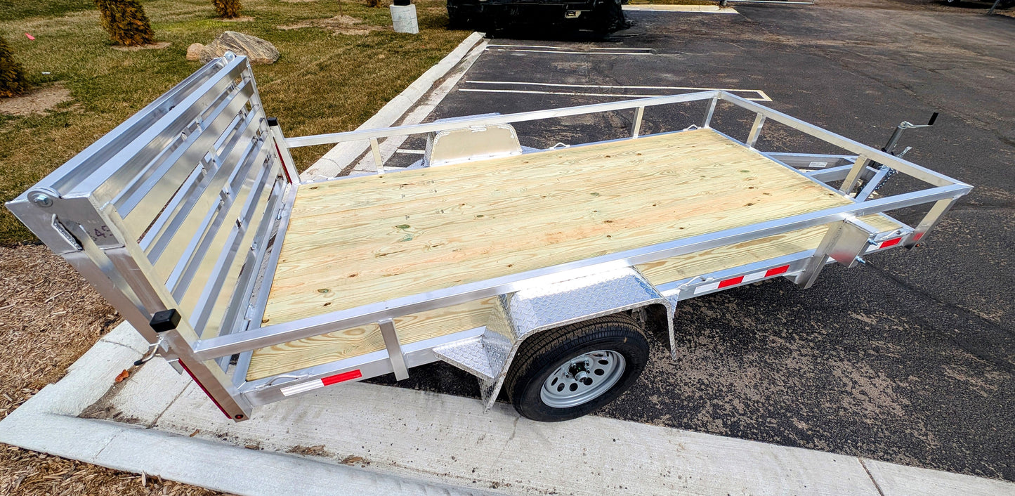 Silver Ox 6x12 Single Axle Aluminum Utility Trailer with Bi Fold Gate