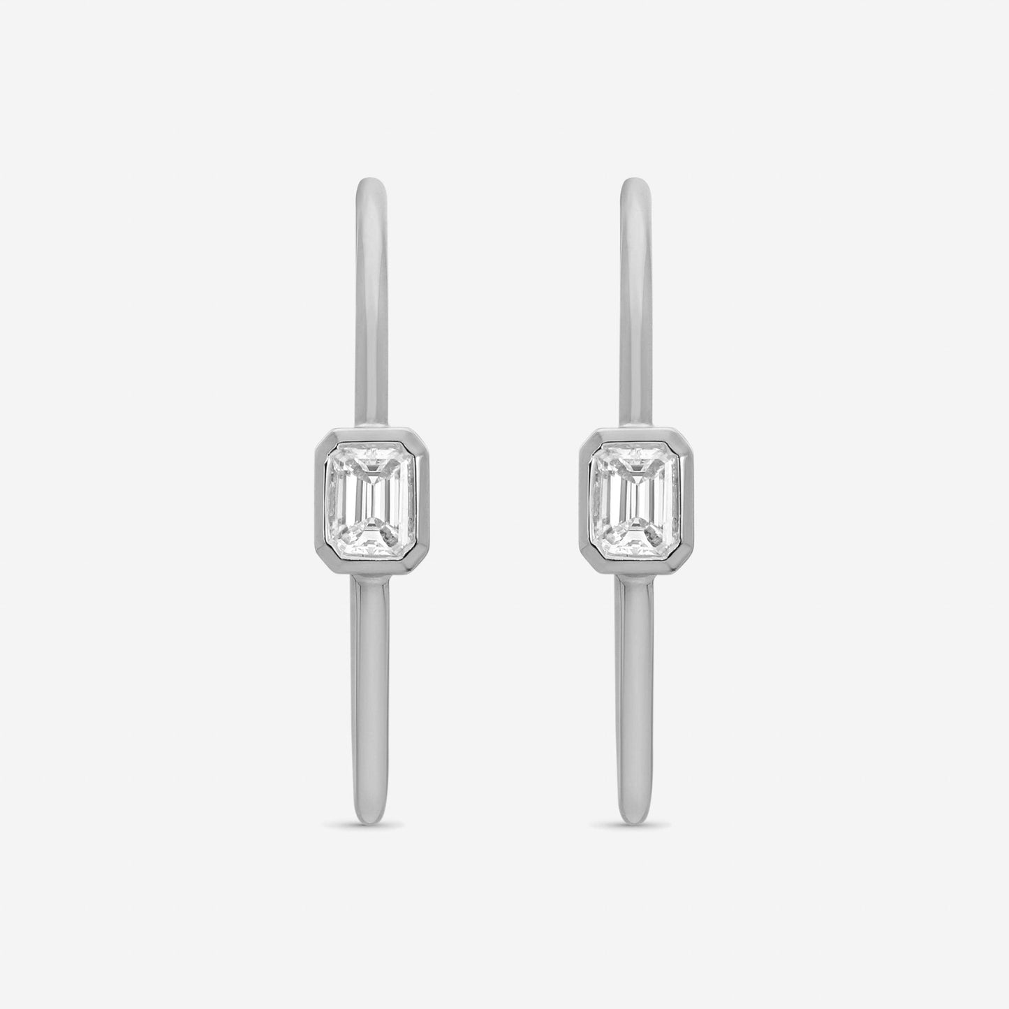 Roberto Coin 18K White Gold Emerald Cut Diamond Hoop Earrings 111442AWERX0