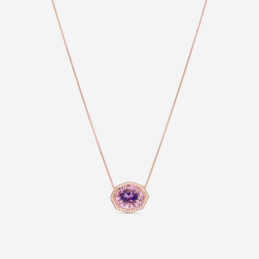 Roberto Coin Art Deco 18K Rose Gold Multistone Pendant Necklace 378130AXCHJX