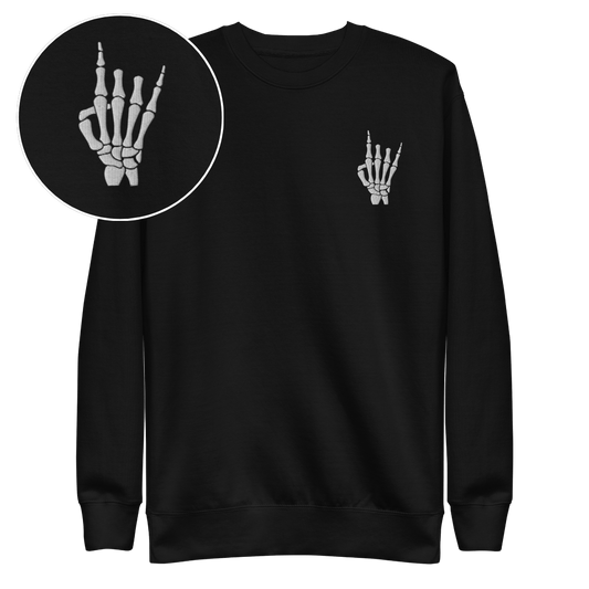 Sudadera Bordada Rock On Esqueleto