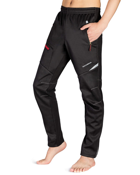 Pantalones de ciclismo cortavientos térmicos de vellón para hombre