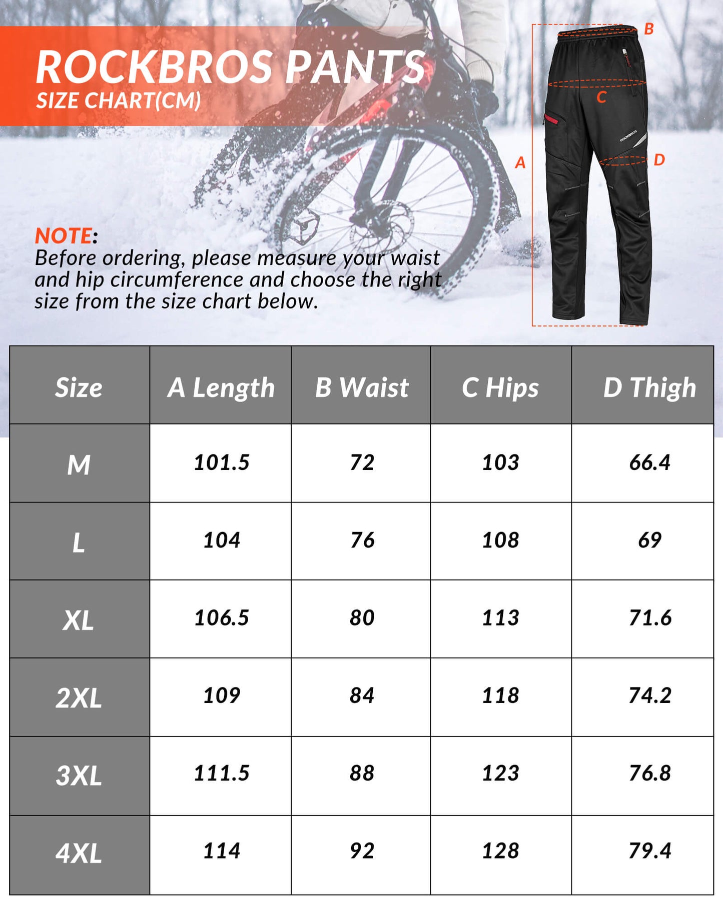 Pantalones de ciclismo cortavientos térmicos de vellón para hombre