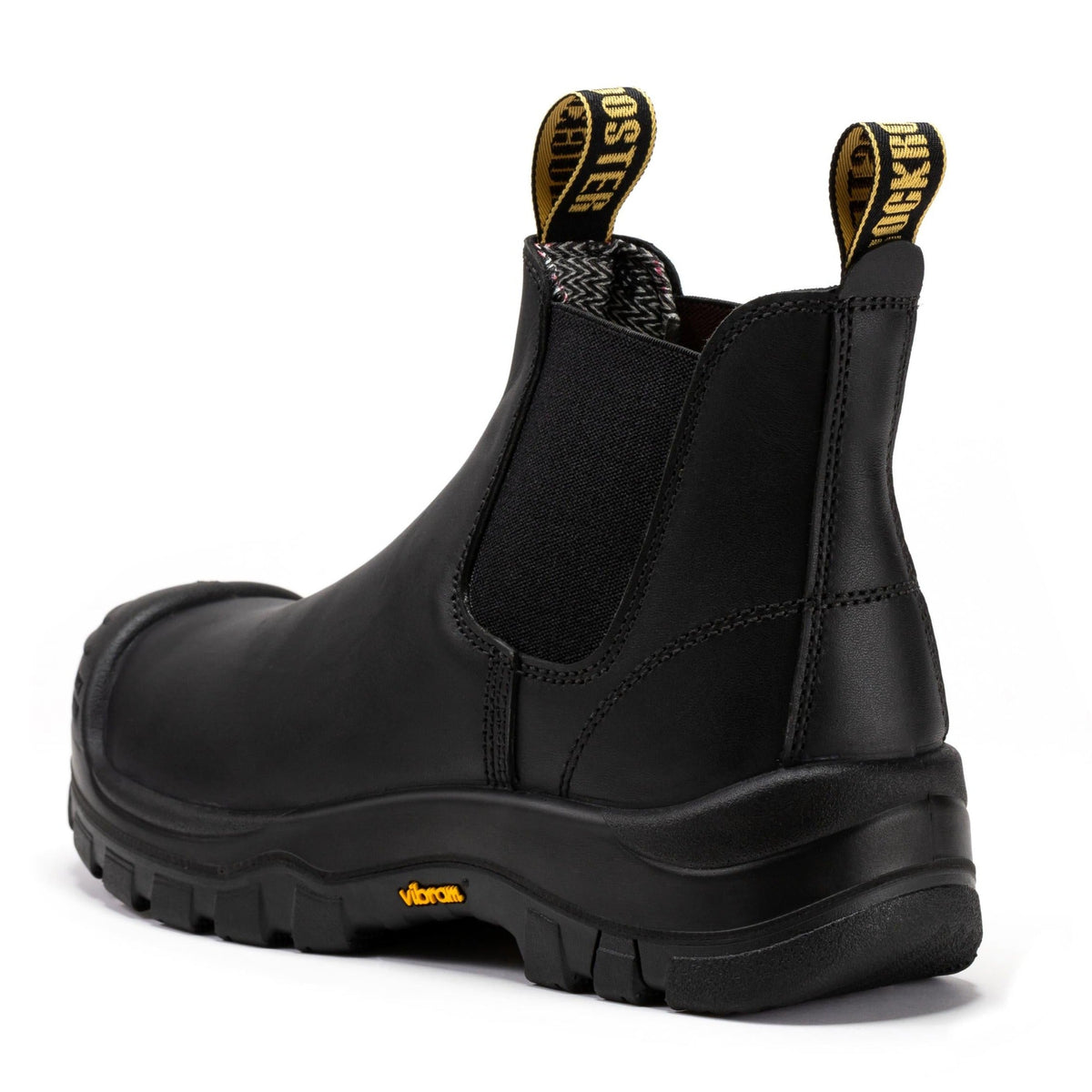 ROCKROOSTER Beaufort Botas de Trabajo de Cuero sin Cordones con Puntera Compuesta para Hombre, Negras, de 6 Pulgadas VAK630