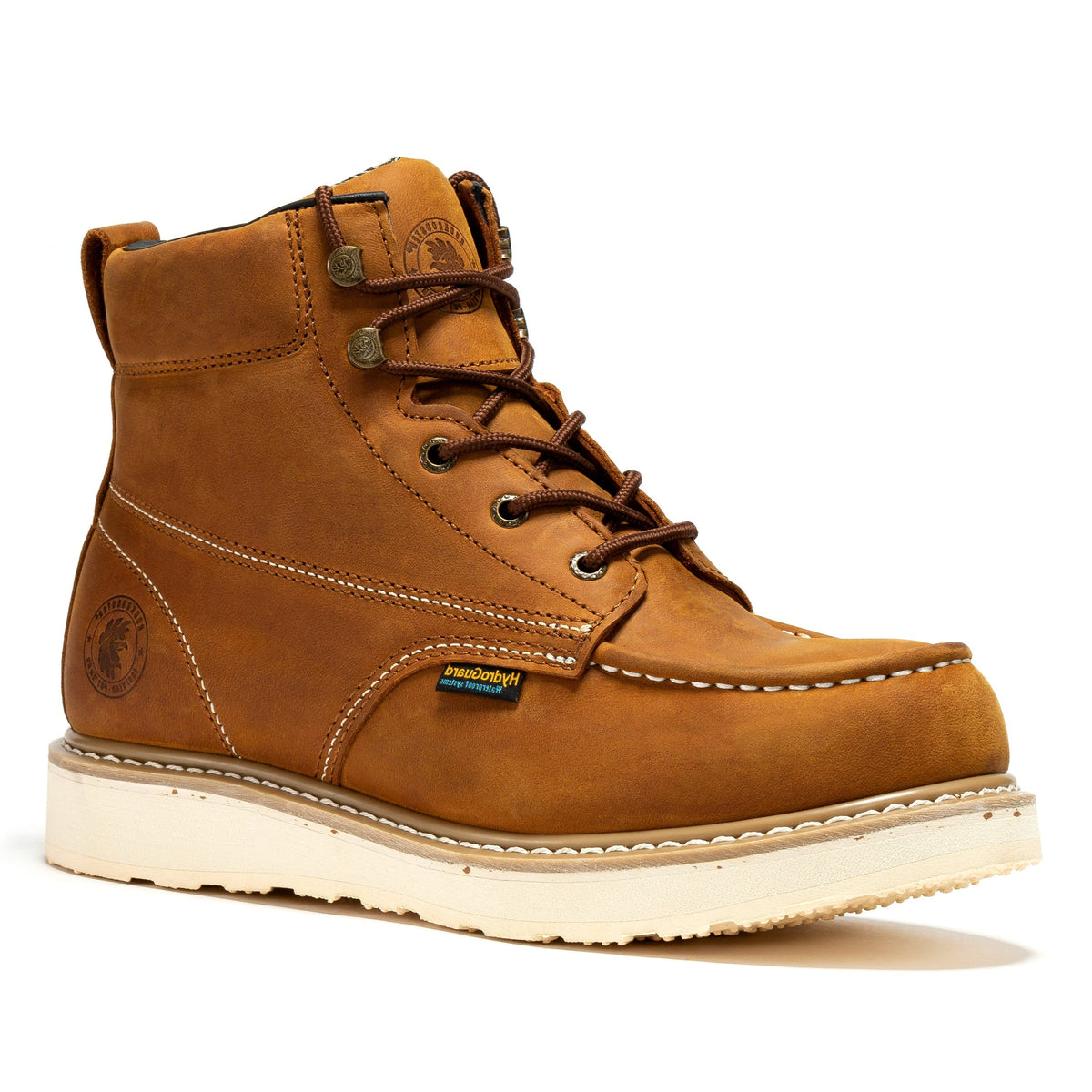 ROCKROOSTER Edgewood Botas de trabajo de cuña impermeables con puntera de acero de 6 pulgadas para hombre, color marrón SAP858