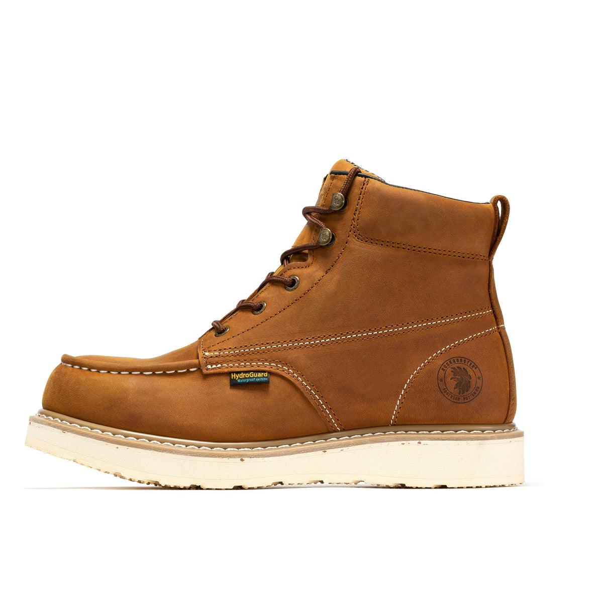 ROCKROOSTER Edgewood Botas de trabajo de cuña impermeables con puntera de acero de 6 pulgadas para hombre, color marrón SAP858