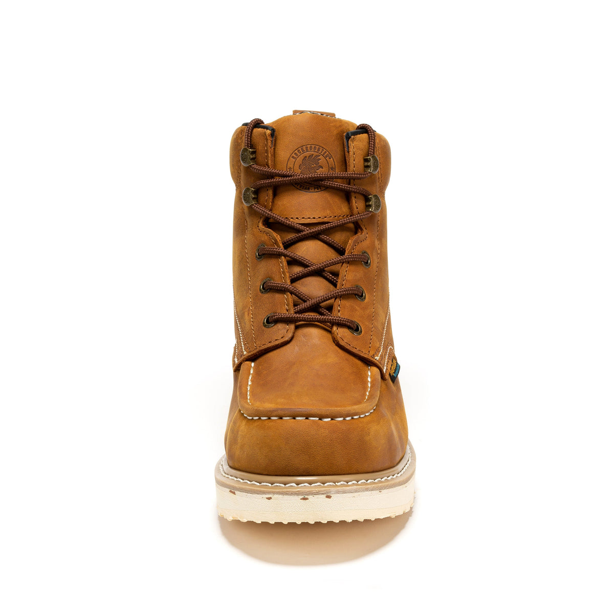 ROCKROOSTER Edgewood Botas de trabajo de cuña impermeables con puntera de acero de 6 pulgadas para hombre, color marrón SAP858