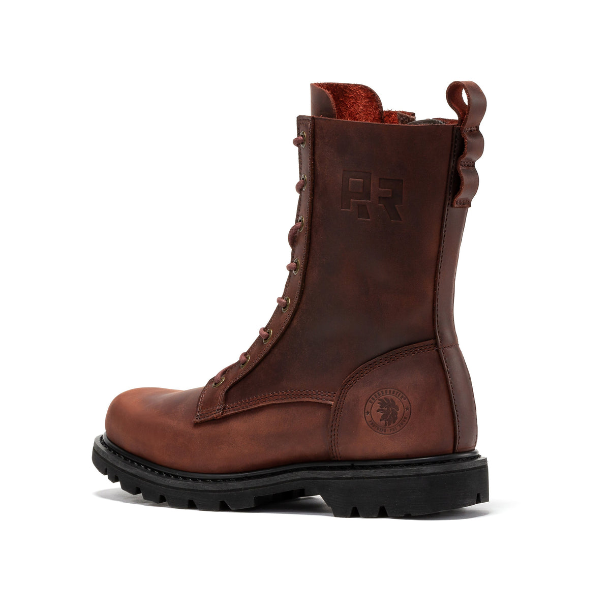 ROCKROOSTER Botas de trabajo Mantua de 8 pulgadas con cremallera lateral, puntera suave y suela de tacos para hombre SAP130