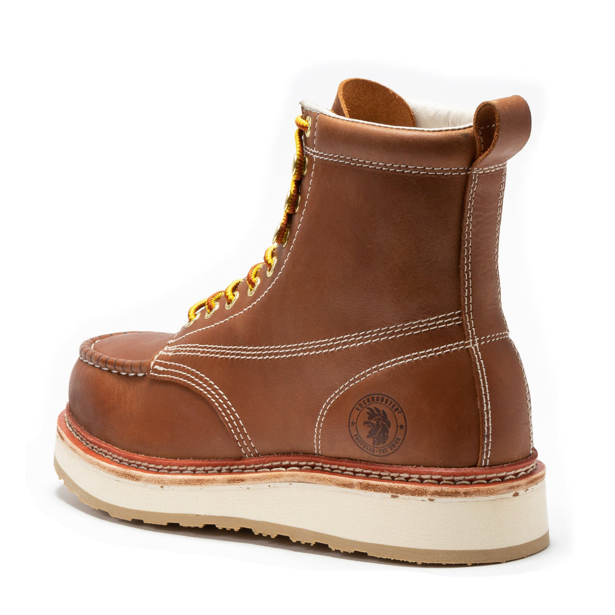Botas de trabajo Norwood de 6 pulgadas con puntera de acero y cuña color marrón para hombre ROCKROOSTER SAP621