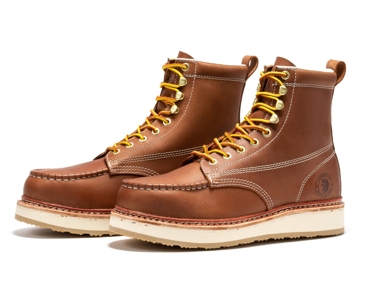 Botas de trabajo Norwood de 6 pulgadas con puntera de acero y cuña color marrón para hombre ROCKROOSTER SAP621