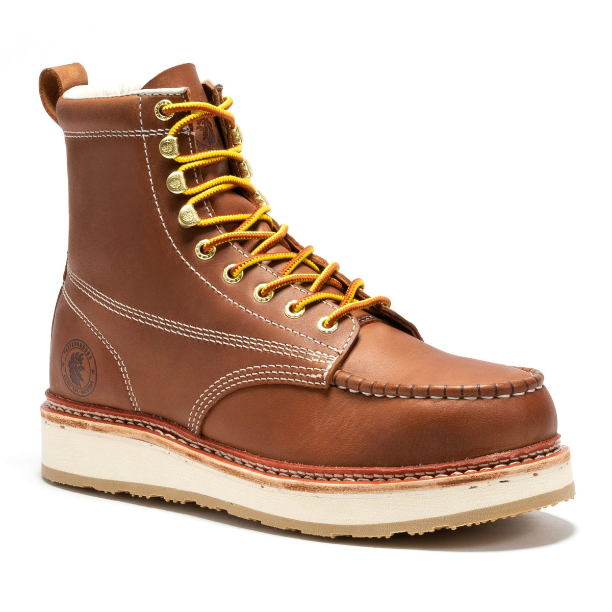 Botas de trabajo Norwood de 6 pulgadas con puntera de acero y cuña color marrón para hombre ROCKROOSTER SAP621