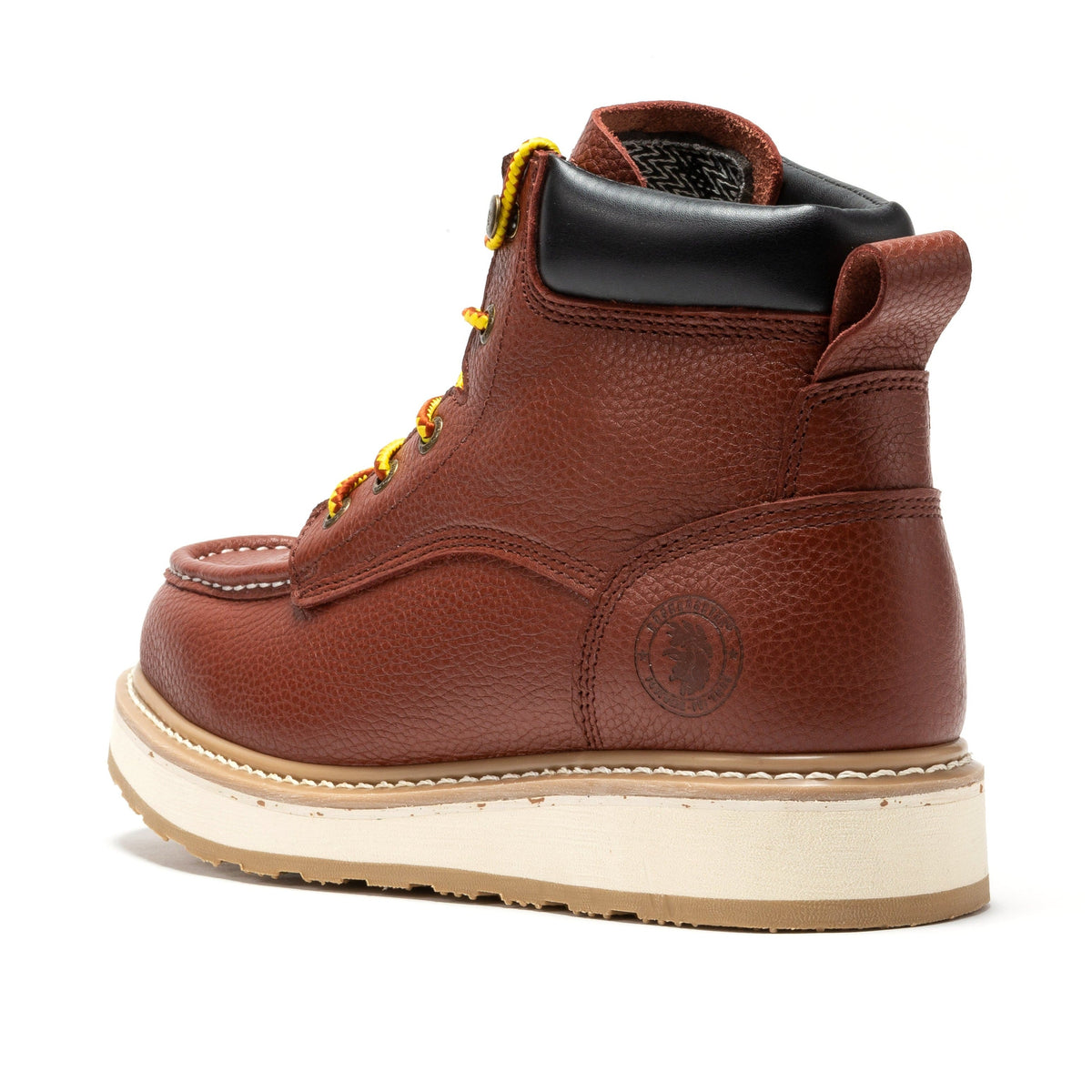 ROCKROOSTER Walker Botas de trabajo de cuña para hombre de 6 pulgadas con puntera suave marrón SAP360