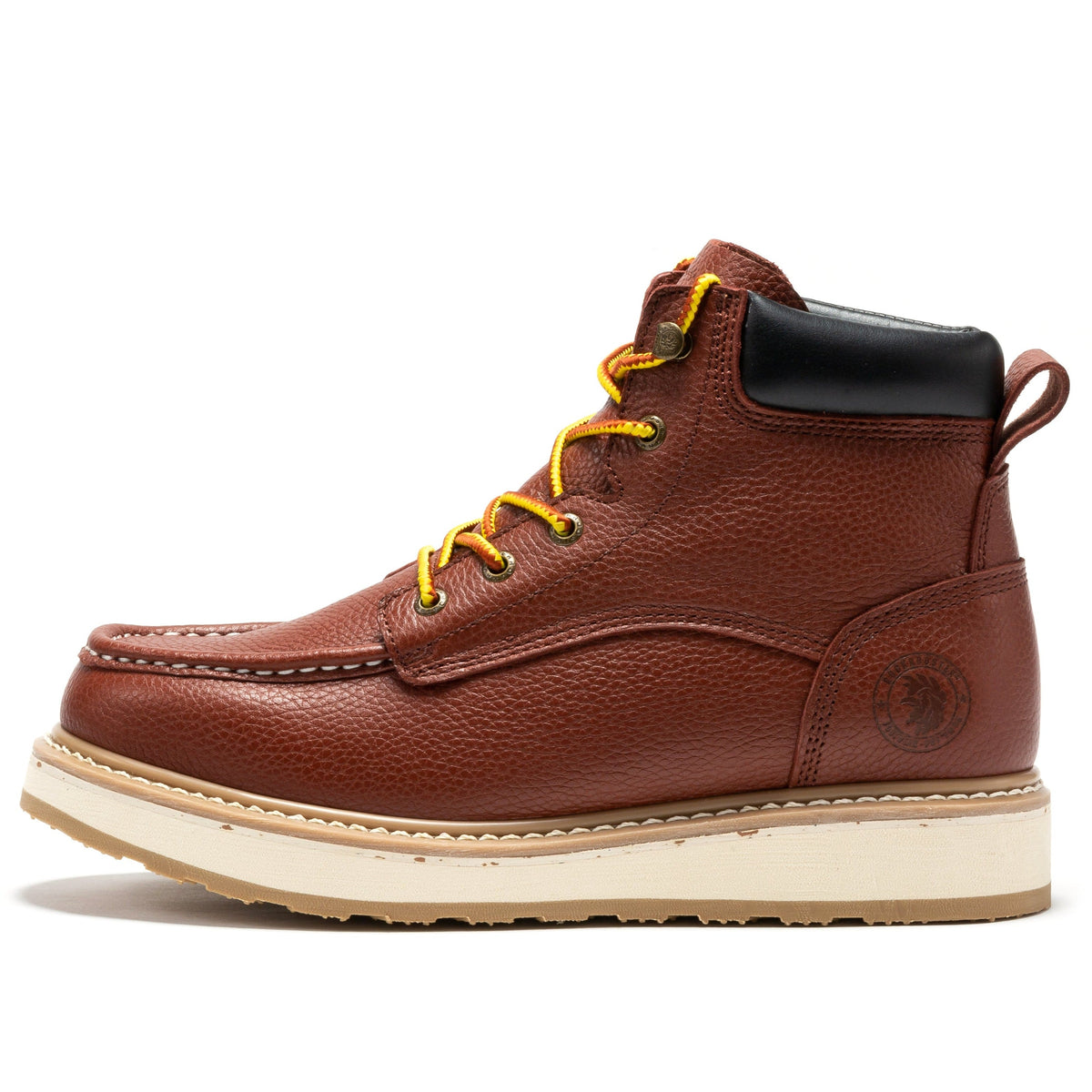 ROCKROOSTER Walker Botas de trabajo de cuña para hombre de 6 pulgadas con puntera suave marrón SAP360