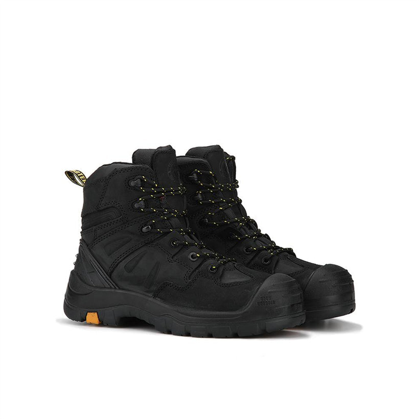 Botas de trabajo de cuero con puntera de composite de 6 pulgadas ROCKROOSTER Woodland Black AK609