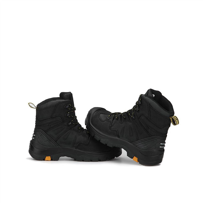 Botas de trabajo de cuero con puntera de composite de 6 pulgadas ROCKROOSTER Woodland Black AK609