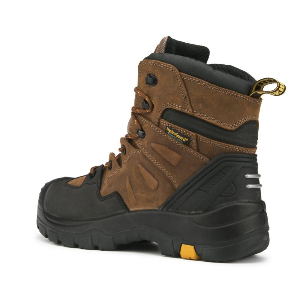 Botas de trabajo de cuero con puntera de seguridad impermeables ROCKROOSTER Woodland Brown de 6 pulgadas AK669
