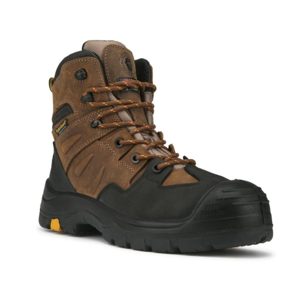 Botas de trabajo de cuero con puntera de seguridad impermeables ROCKROOSTER Woodland Brown de 6 pulgadas AK669