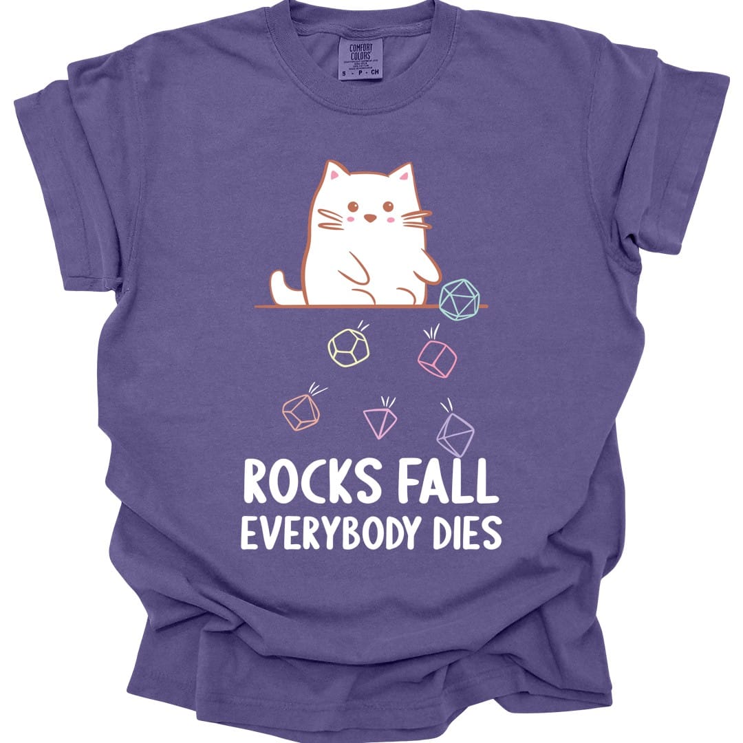 Rocks Fall Everybody Dies Kawaii Cat T-Shirt - Comfort Colors