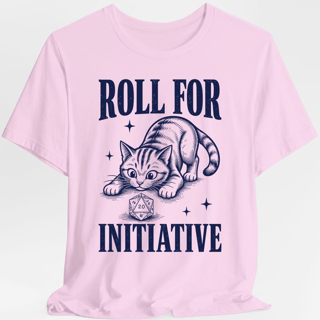 Roll For Initiative Woodcut Cat T-Shirt