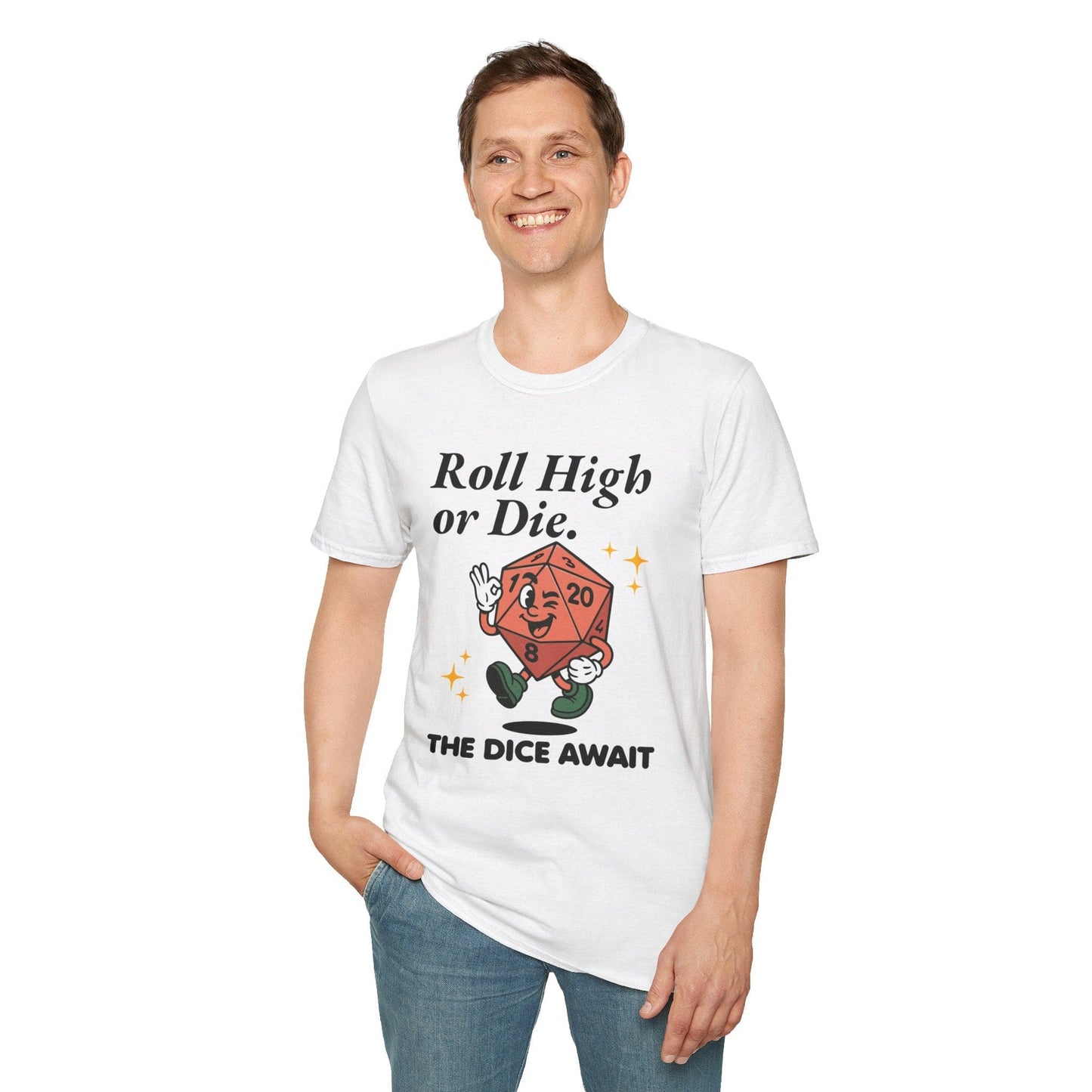 Roll High or Die Retro DnD T-shirt
