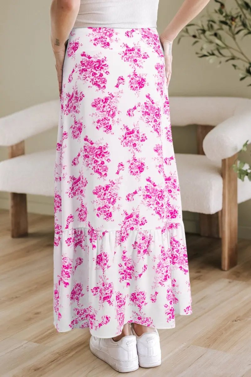 Dresses Love Salve Floral Maxi Skirt Women's Summer Western Style - High Waist, Ruffle Split