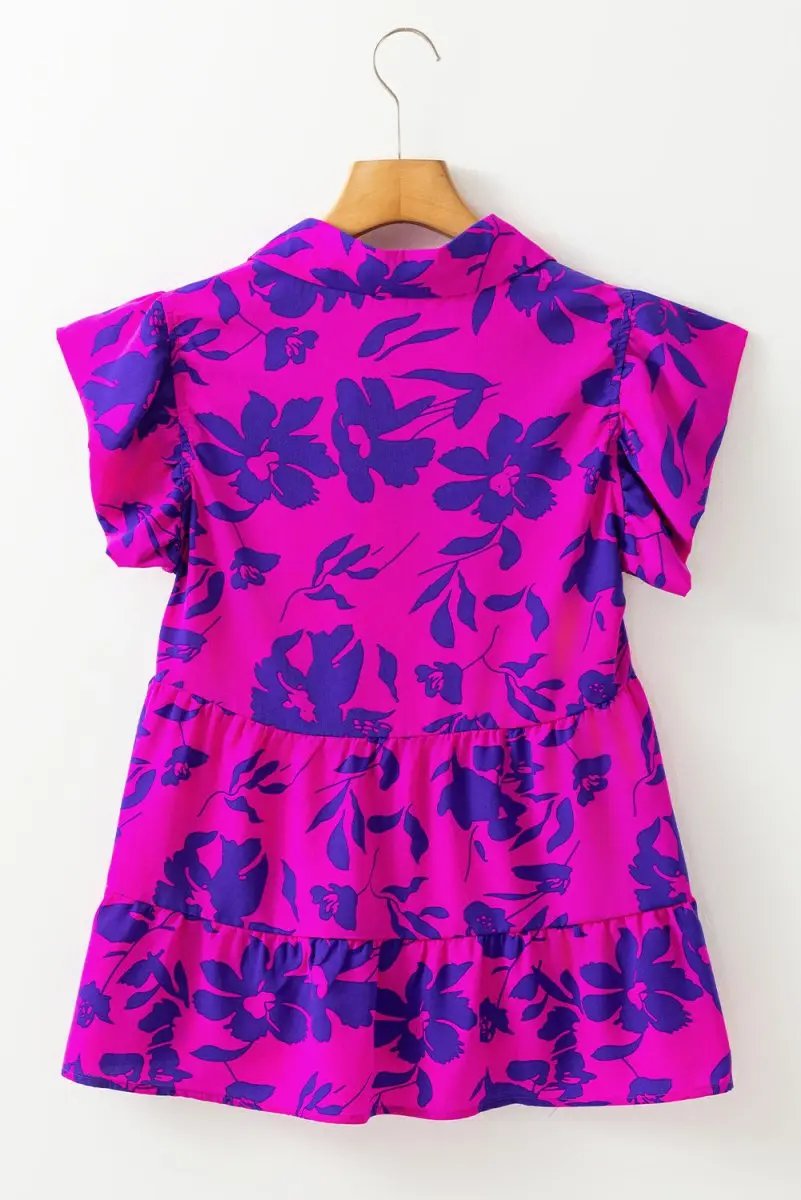 Accessories Love Salve Purple Floral Blouse Women's Southern Belle Top Lightweight Breathable