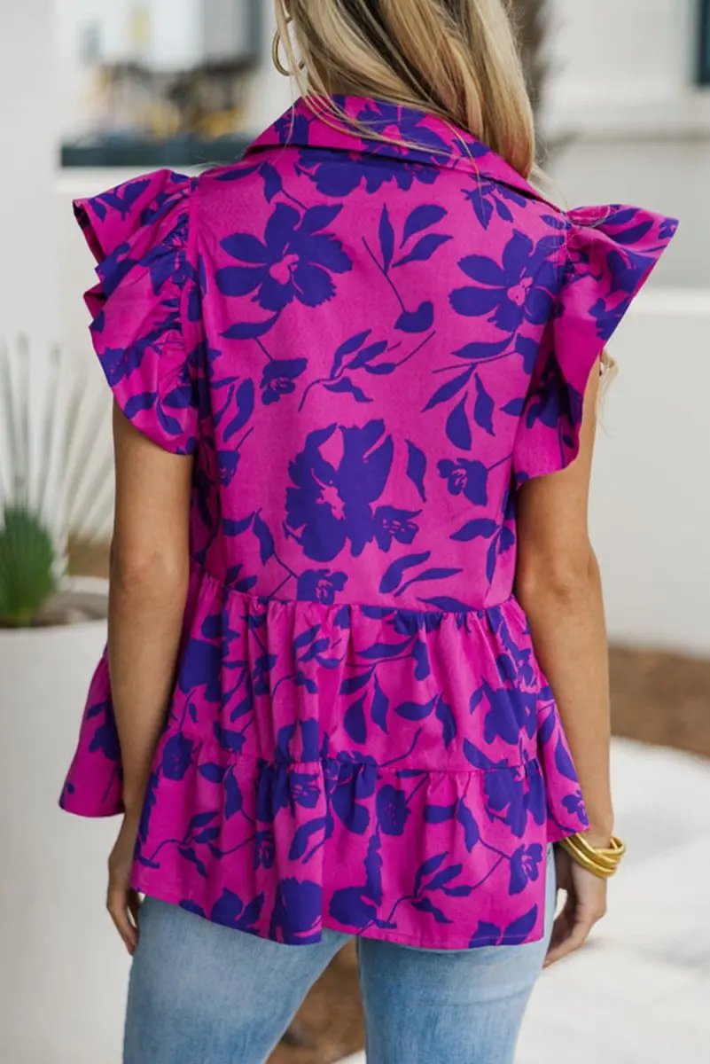 Accessories Love Salve Purple Floral Blouse Women's Southern Belle Top Lightweight Breathable