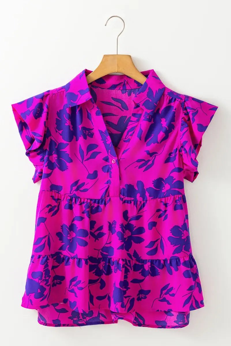Accessories Love Salve Purple Floral Blouse Women's Southern Belle Top Lightweight Breathable