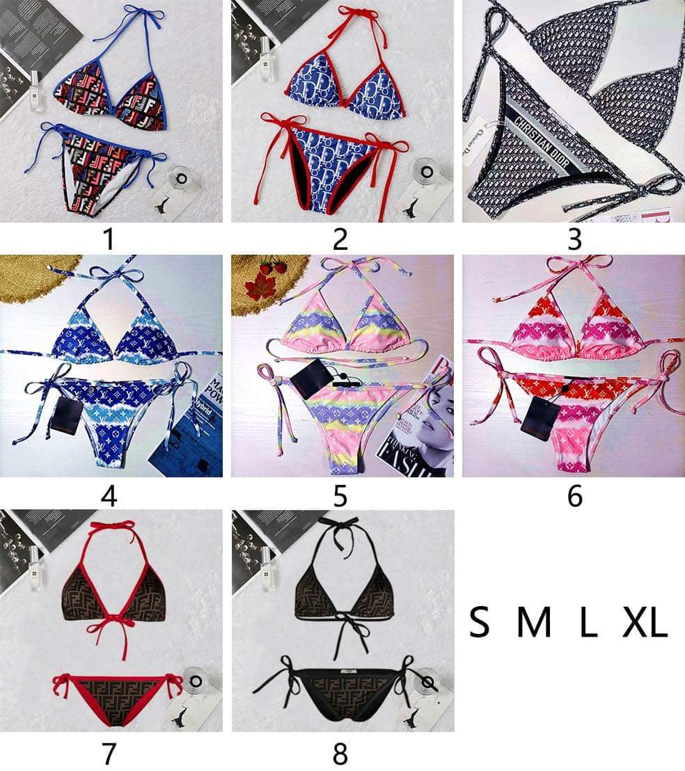 Assorted Print Triangle Tie-Side Bikini Set
