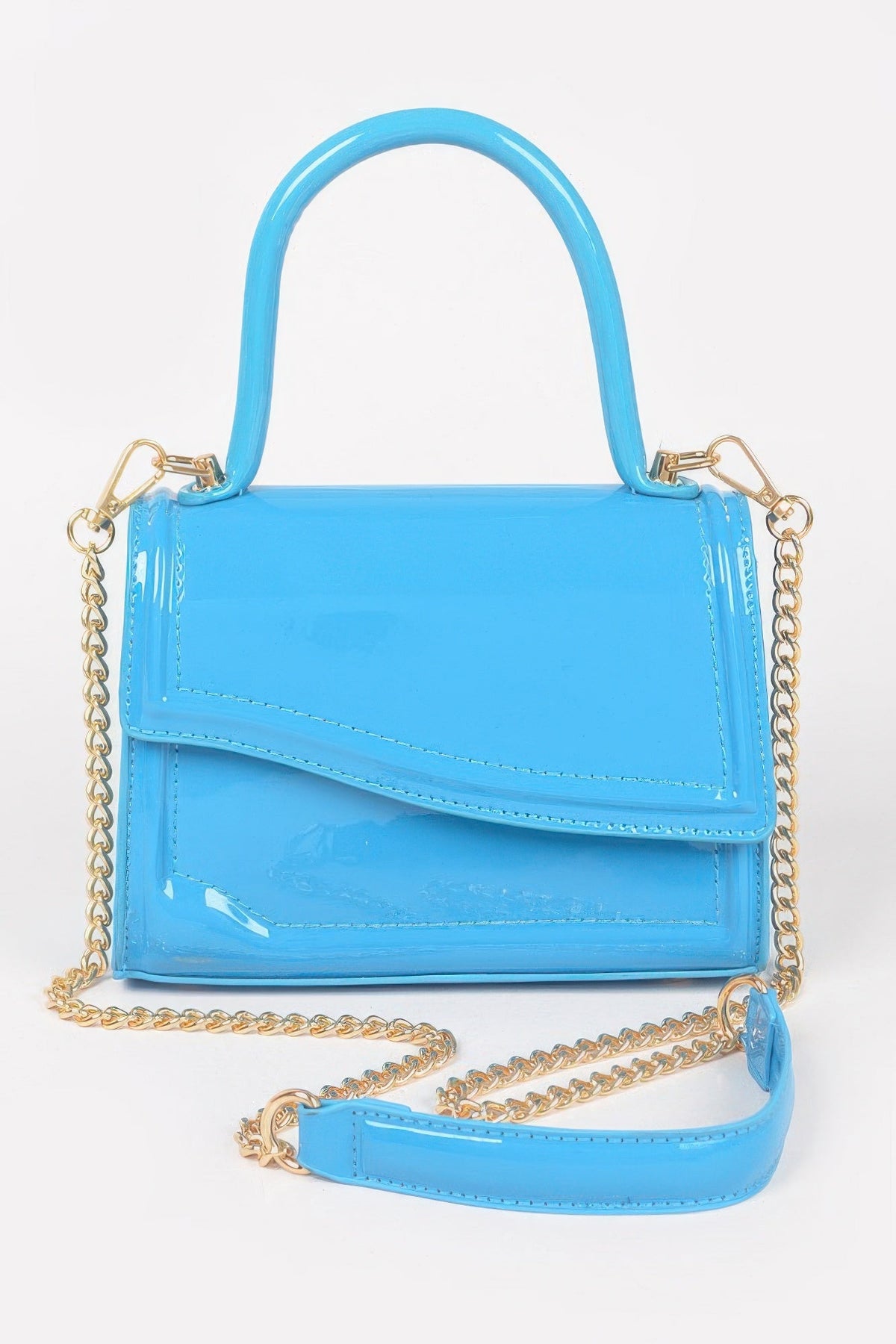 Glossed Up Mini Faux Leather Top Handle Bag
