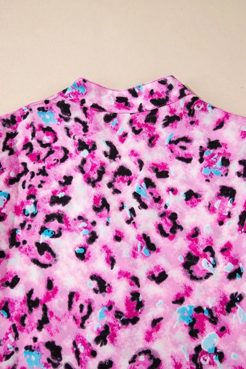Dresses Love Salve Rose Leopard Dress Women's Daily Spring A-Line Dress - Ruffled Hem, Button Front