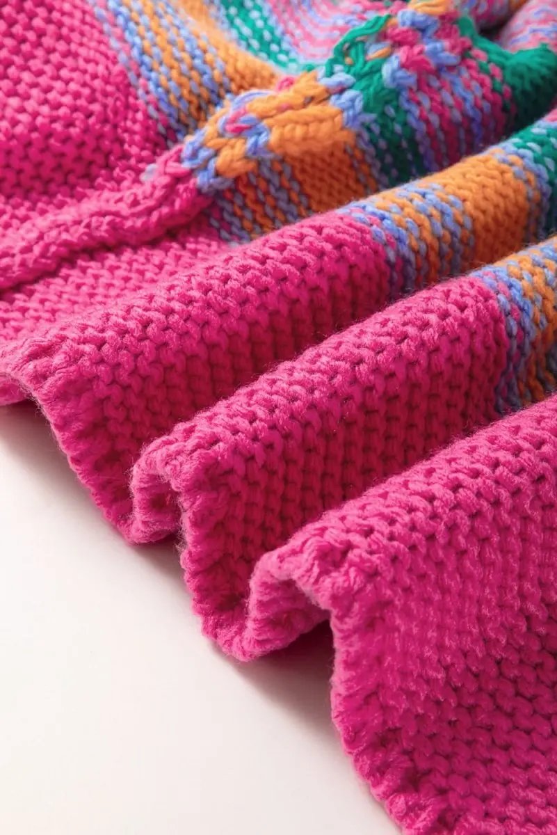 Sweaters Love Salve Rose Stripe Cardigan Women's Daily Wear Knitwear Soft, Puff Sleeve