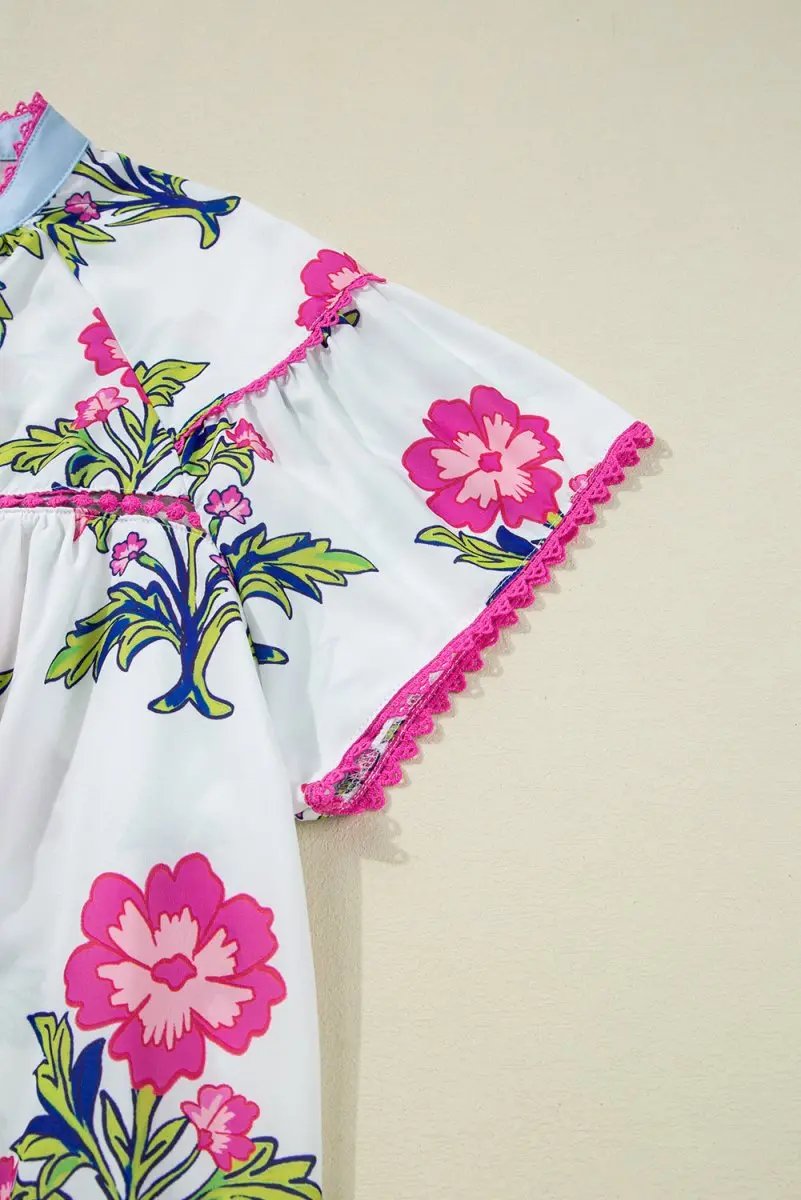 Women's Plus Size Blouse Plus Size Blouse - Floral V-Neck - Southern Belle Summer