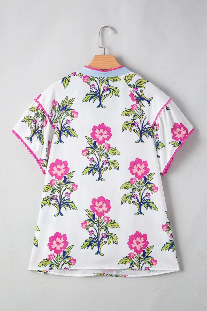 Women's Plus Size Blouse Plus Size Blouse - Floral V-Neck - Southern Belle Summer