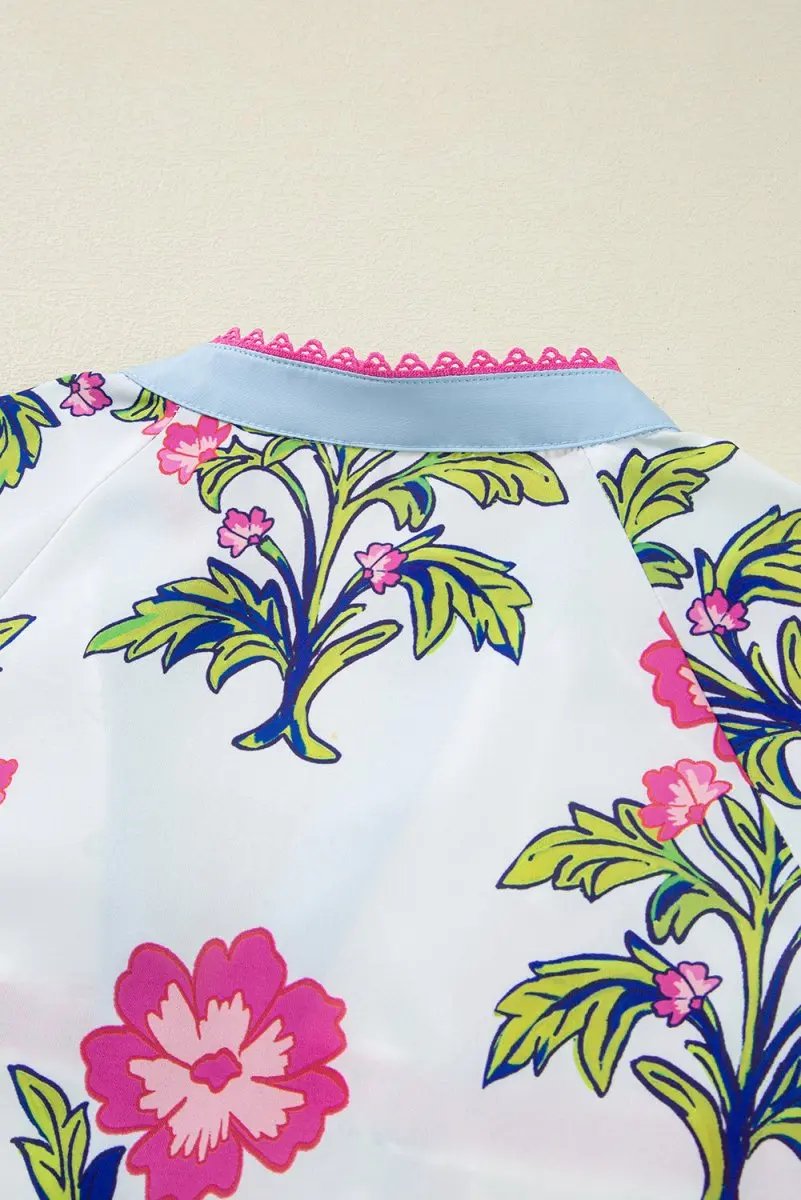Women's Plus Size Blouse Plus Size Blouse - Floral V-Neck - Southern Belle Summer