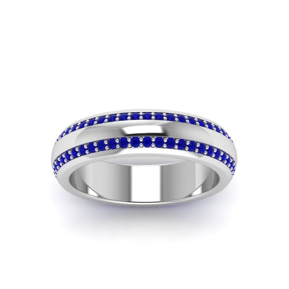 Beveled Edge Matte Eternity Mens Engagement Ring