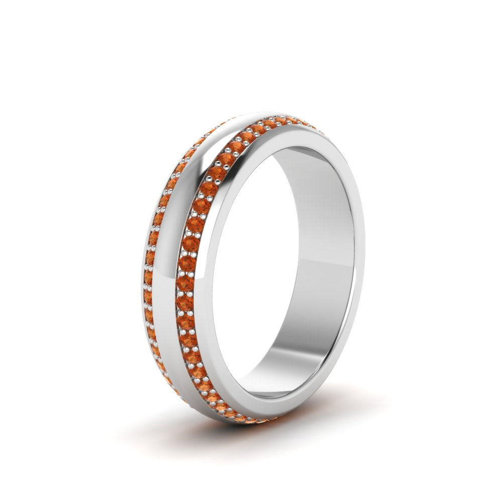 Beveled Edge Matte Eternity Mens Engagement Ring