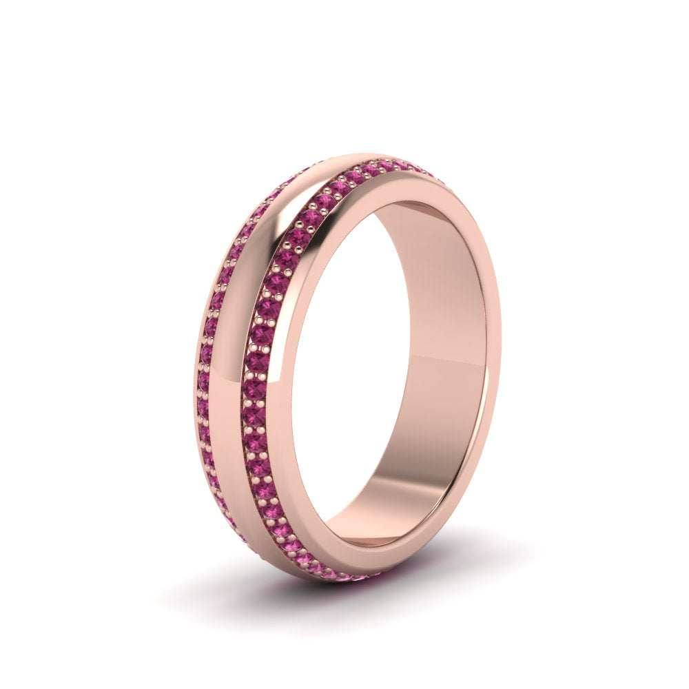 Beveled Edge Matte Eternity Mens Engagement Ring