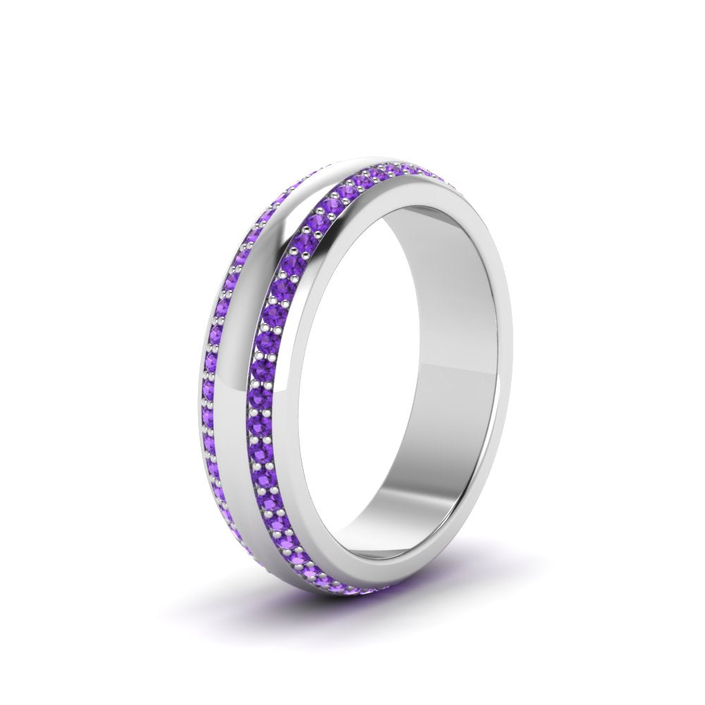 Beveled Edge Matte Eternity Mens Engagement Ring