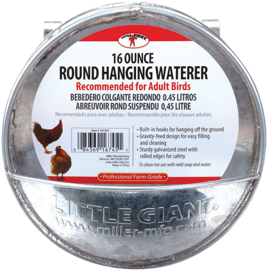 Bebedero colgante redondo para pollos, 16 oz