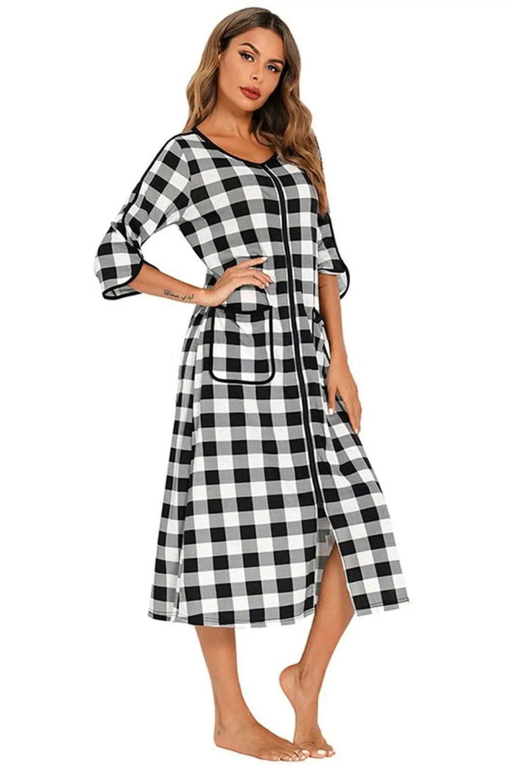 Trendsi Night Dress With Pockets — Elegant Sheer Sleepwear