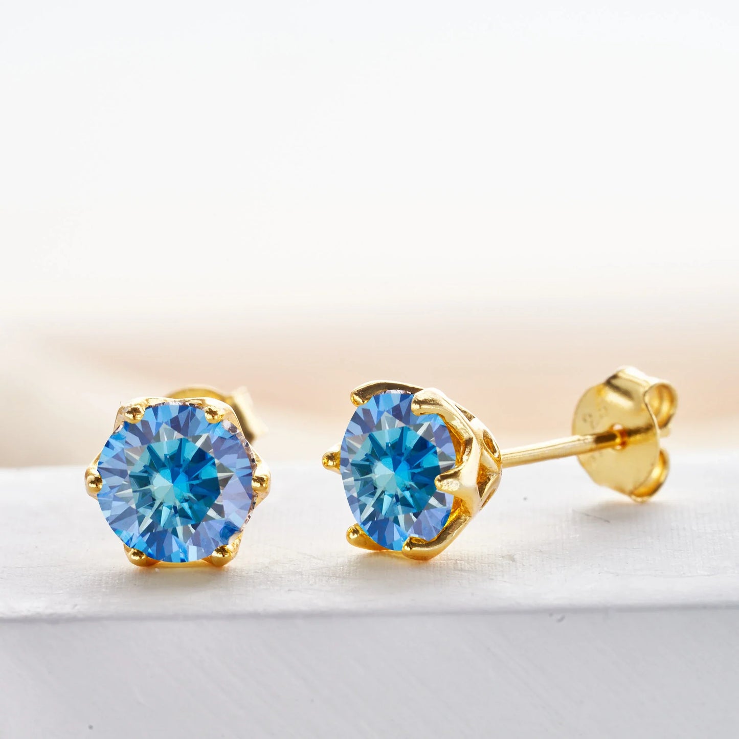 Royal Blue Moissanite Stud Earrings 2ct Total D VVS 925 Sterling Silver