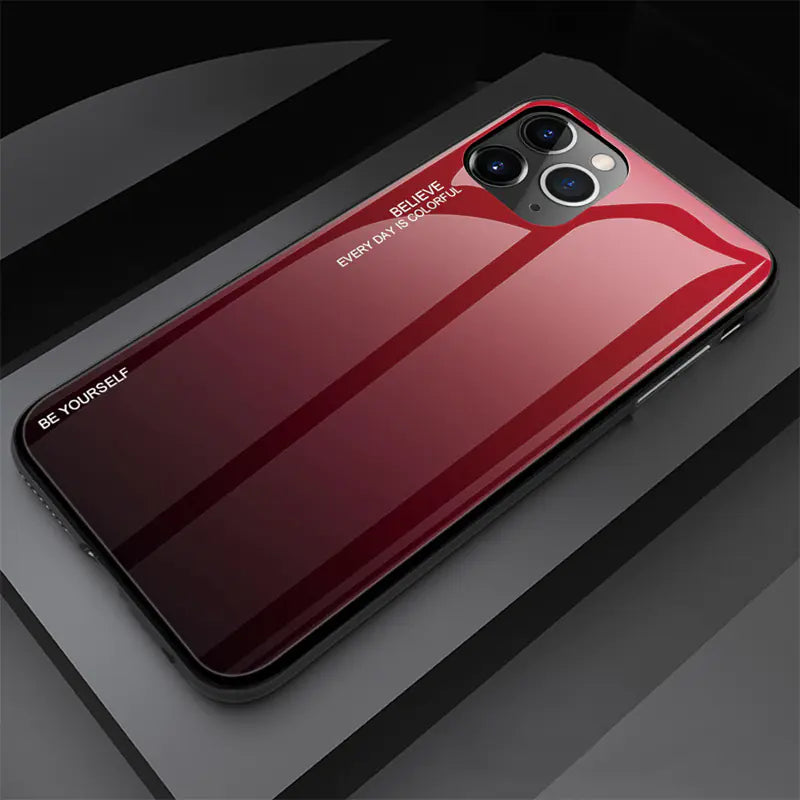 Gradient Tempered Glass Phone Case with Drop Protection