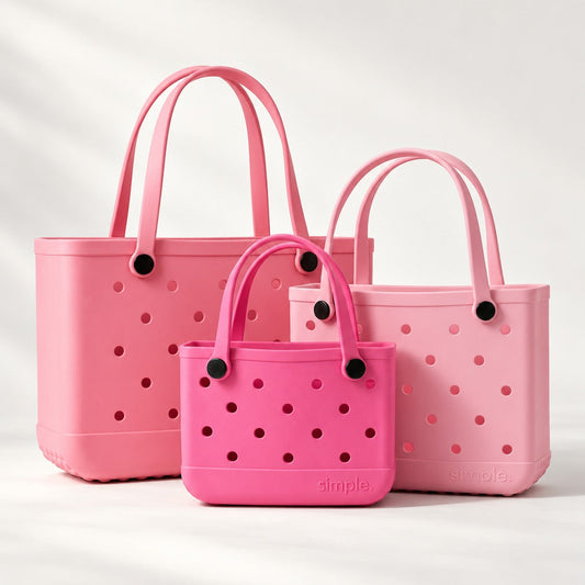 Rubber Tote Bag Set of 3 (XL/M/S) – Stylish Pink Tones EVA Bags, Great Value