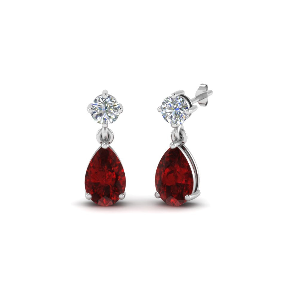 Gemstone Pear Drop Stud Earring