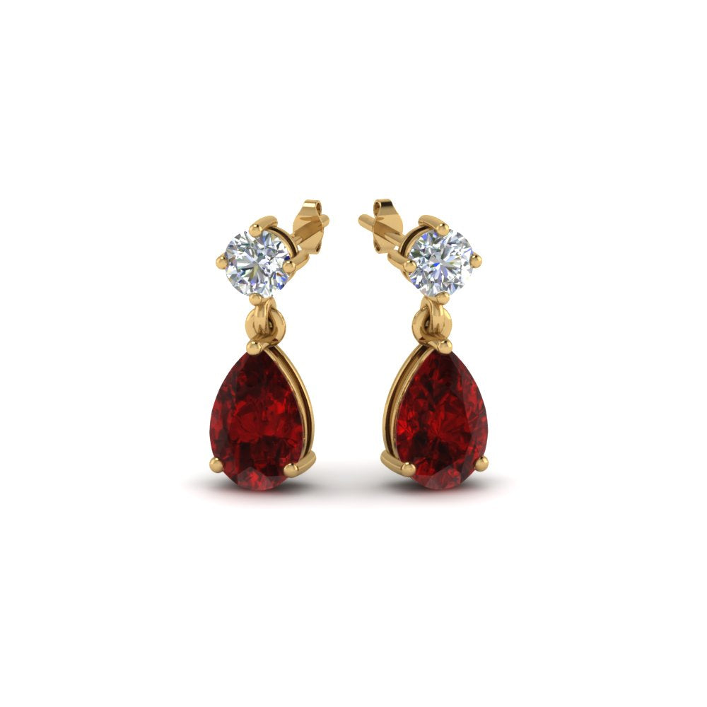 Gemstone Pear Drop Stud Earring