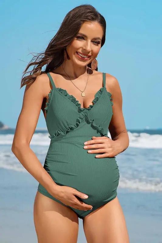 Traje de baño de maternidad - Soporte floral cómodo - Una pieza