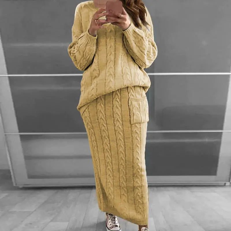 Autumn Winter Women's Fashion Sweater Dress Set
